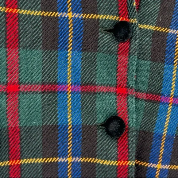 Vintage Women's Blazer Scotch House Wool Cashmere Holiday Plaid Velvet Trim | L - Picture 7 of 12